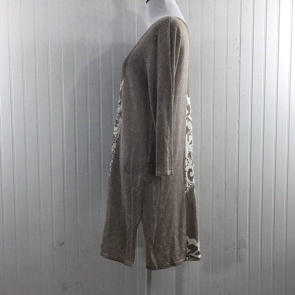 Chico's Gray White Mystic Scroll Athena Pullover Sweater Womens 1‎ Medium Beaded - Picture 5 of 12